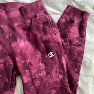 CHAMPION tie dye pink joggers pants scrunch.